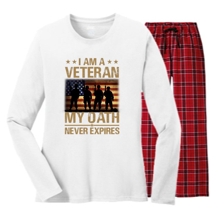 I Am A Veteran Women's Long Sleeve Flannel Pajama Set 