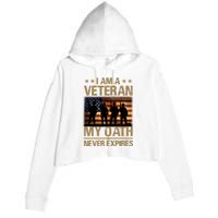 I Am A Veteran Crop Fleece Hoodie