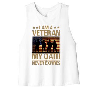 I Am A Veteran Women's Racerback Cropped Tank