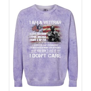 I Am A Veteran I Love Freedom My Country Funny Veteran Gift Colorblast Crewneck Sweatshirt