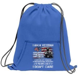 I Am A Veteran I Love Freedom My Country Funny Veteran Gift Sweatshirt Cinch Pack Bag