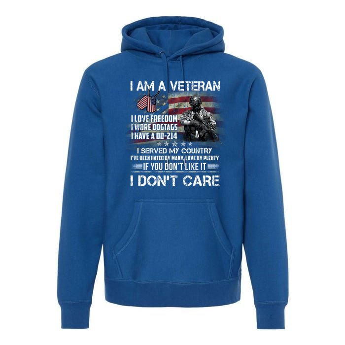 I Am A Veteran I Love Freedom My Country Funny Veteran Gift Premium Hoodie