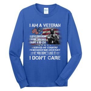 I Am A Veteran I Love Freedom My Country Funny Veteran Gift Tall Long Sleeve T-Shirt