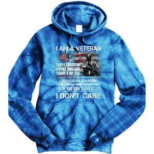 I Am A Veteran I Love Freedom My Country Funny Veteran Gift Tie Dye Hoodie