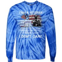 I Am A Veteran I Love Freedom My Country Funny Veteran Gift Tie-Dye Long Sleeve Shirt