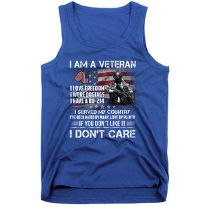 I Am A Veteran I Love Freedom My Country Funny Veteran Gift Tank Top