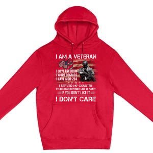 I Am A Veteran I Love Freedom My Country Funny Veteran Gift Premium Pullover Hoodie