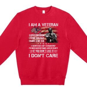 I Am A Veteran I Love Freedom My Country Funny Veteran Gift Premium Crewneck Sweatshirt