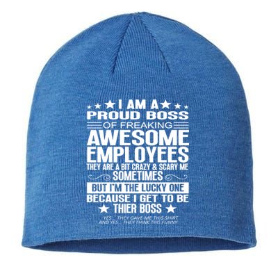 I Am A Proud Boss Of Freaking Awesome Employees Funny Boss Gift Sustainable Beanie