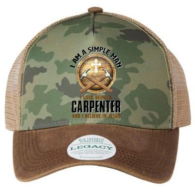 I Am A Simple Man I Love Being A Carpenter Believe In Jesus Legacy Tie Dye Trucker Hat