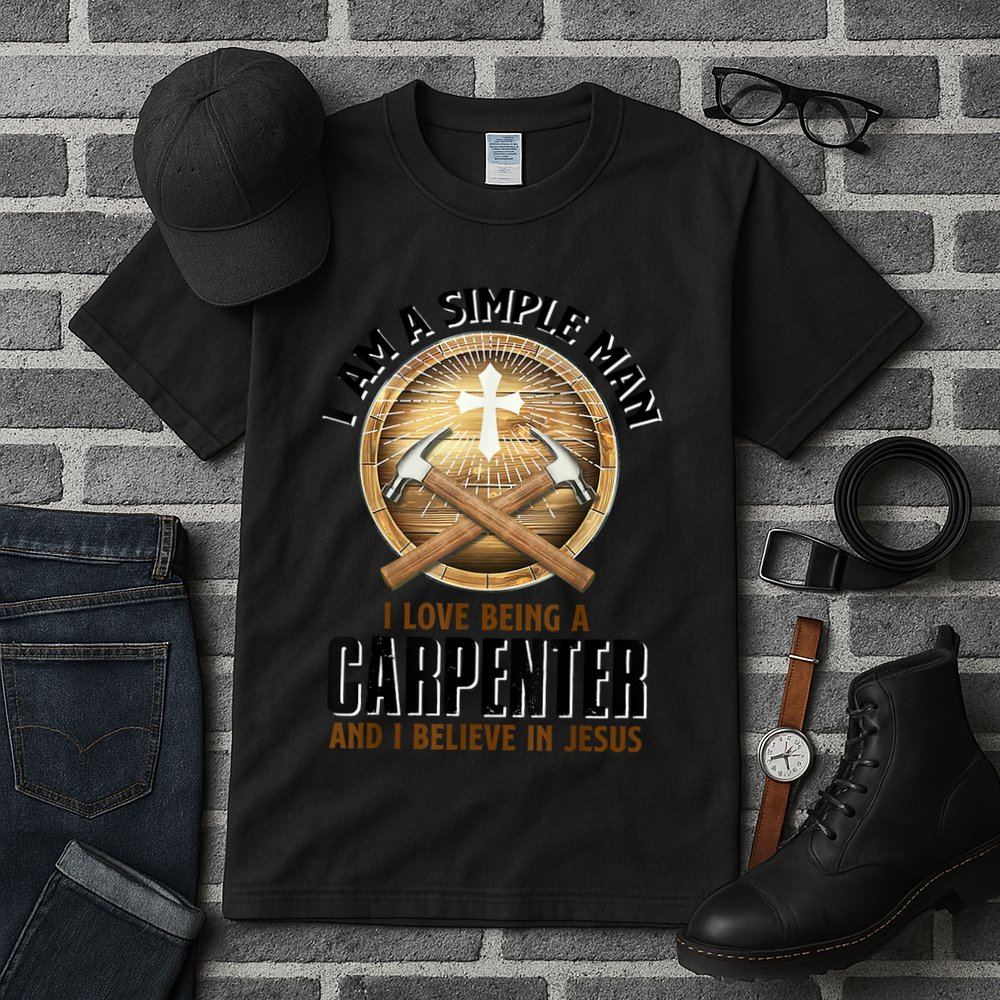 I Am A Simple Man I Love Being A Carpenter Believe In Jesus Tall T-Shirt