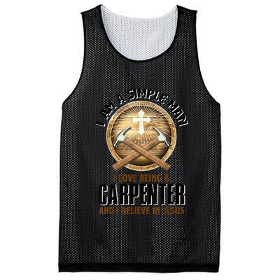 I Am A Simple Man I Love Being A Carpenter Believe In Jesus Mesh Reversible Basketball Jersey Tank