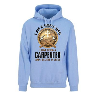 I Am A Simple Man I Love Being A Carpenter Believe In Jesus Unisex Surf Hoodie