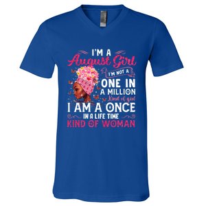 Im A August Afro Black Queen Leo Virgo Birthday Meaningful Gift V-Neck T-Shirt