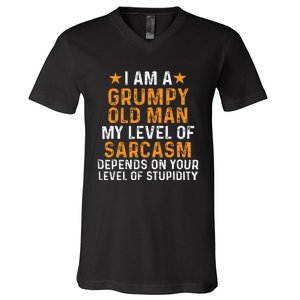 I Am A Grumpy Old Man My Level Of Sarcasm V-Neck T-Shirt