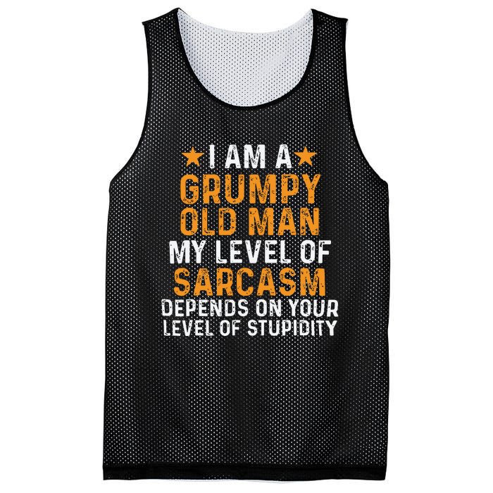 I Am A Grumpy Old Man My Level Of Sarcasm Mesh Reversible Basketball Jersey Tank