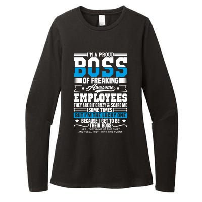 I Am A Proud Boss Of Freaking Awesome Employees Boss Meaningful Gift Womens CVC Long Sleeve Shirt