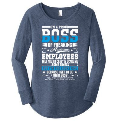 I Am A Proud Boss Of Freaking Awesome Employees Boss Meaningful Gift Women's Perfect Tri Tunic Long Sleeve Shirt