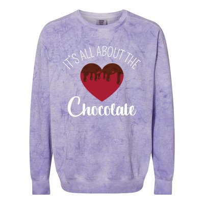 It's All About The Chocolate Funny Valentine's Heart Shape Gift Colorblast Crewneck Sweatshirt