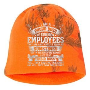 I Am A Proud Boss Of Stubborn Employees They Are Bit Crazy Gift Kati - Camo Knit Beanie