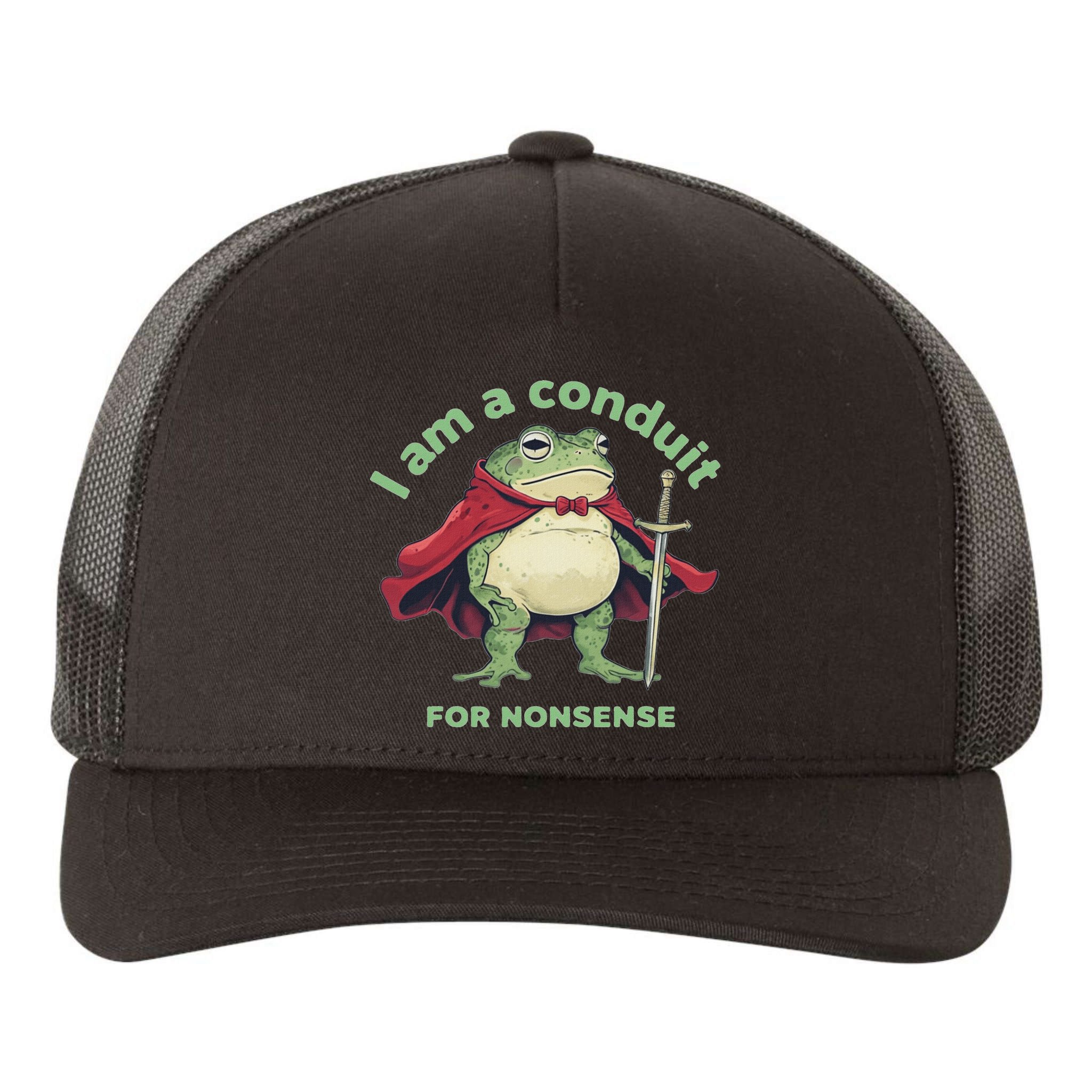 I Am A Conduit For Nonsense Funny Frog Yupoong Adult 5-Panel Trucker Hat