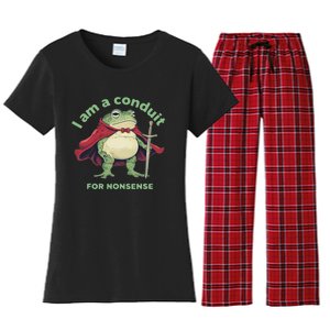 I Am A Conduit For Nonsense Funny Frog Women's Flannel Pajama Set