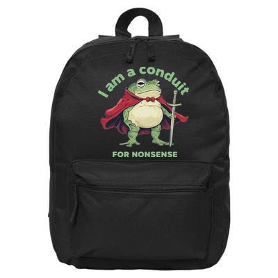 I Am A Conduit For Nonsense Funny Frog 16 in Basic Backpack