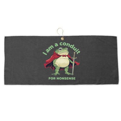 I Am A Conduit For Nonsense Funny Frog Large Microfiber Waffle Golf Towel