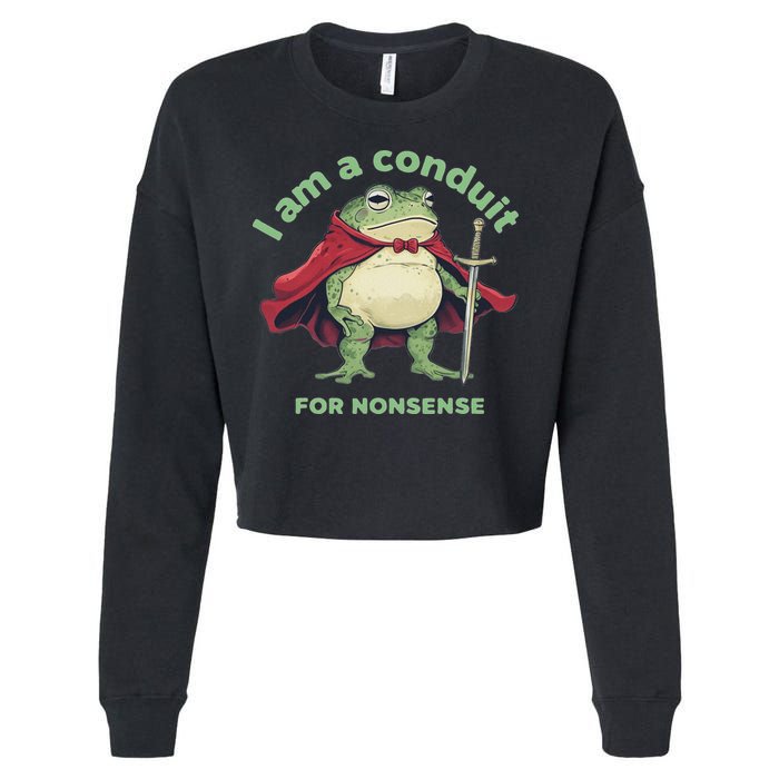 I Am A Conduit For Nonsense Funny Frog Cropped Pullover Crew