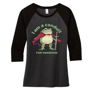 I Am A Conduit For Nonsense Funny Frog Women's Tri-Blend 3/4-Sleeve Raglan Shirt