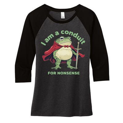 I Am A Conduit For Nonsense Funny Frog Women's Tri-Blend 3/4-Sleeve Raglan Shirt