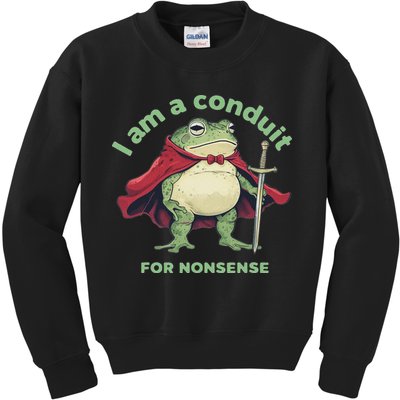 I Am A Conduit For Nonsense Funny Frog Kids Sweatshirt