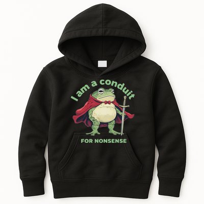 I Am A Conduit For Nonsense Funny Frog Kids Hoodie