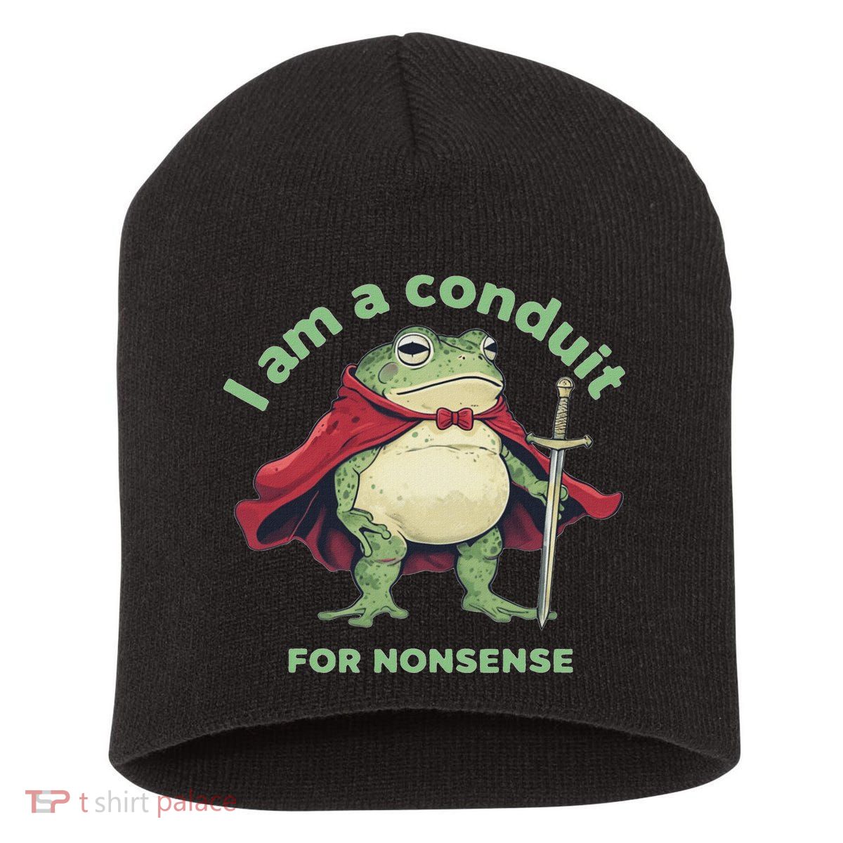 I Am A Conduit For Nonsense Funny Frog Short Acrylic Beanie