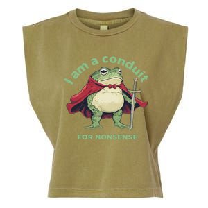 I Am A Conduit For Nonsense Funny Frog Garment-Dyed Women's Muscle Tee