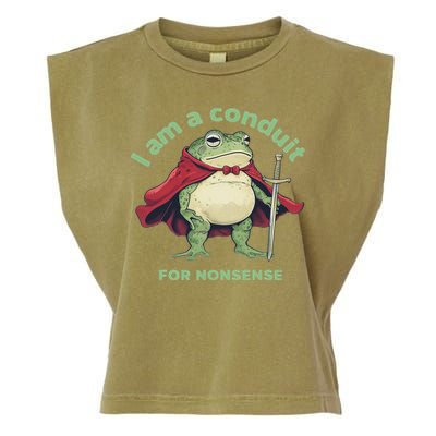 I Am A Conduit For Nonsense Funny Frog Garment-Dyed Women's Muscle Tee