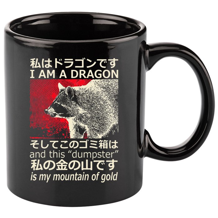 I Am A Dragon And This Dumpster Is My Mountain Gf Gold Gift 11oz C Handle Ceramic Mug