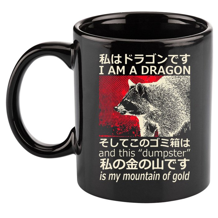 I Am A Dragon And This Dumpster Is My Mountain Gf Gold Gift 11oz C Handle Ceramic Mug