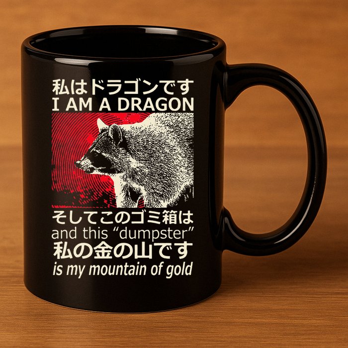 I Am A Dragon And This Dumpster Is My Mountain Gf Gold Gift 11oz C Handle Ceramic Mug