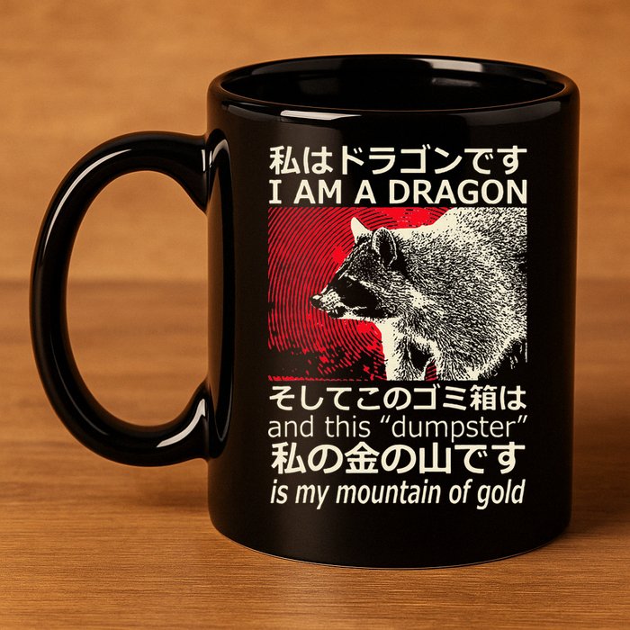 I Am A Dragon And This Dumpster Is My Mountain Gf Gold Gift 11oz C Handle Ceramic Mug