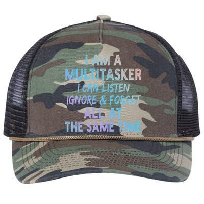 I Am A Multitasker I Can Listen Ignore Funny Sarcastic Quote Cute Gift Retro Rope Trucker Hat Cap