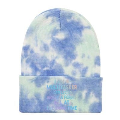 I Am A Multitasker I Can Listen Ignore Funny Sarcastic Quote Cute Gift Tie Dye 12in Knit Beanie