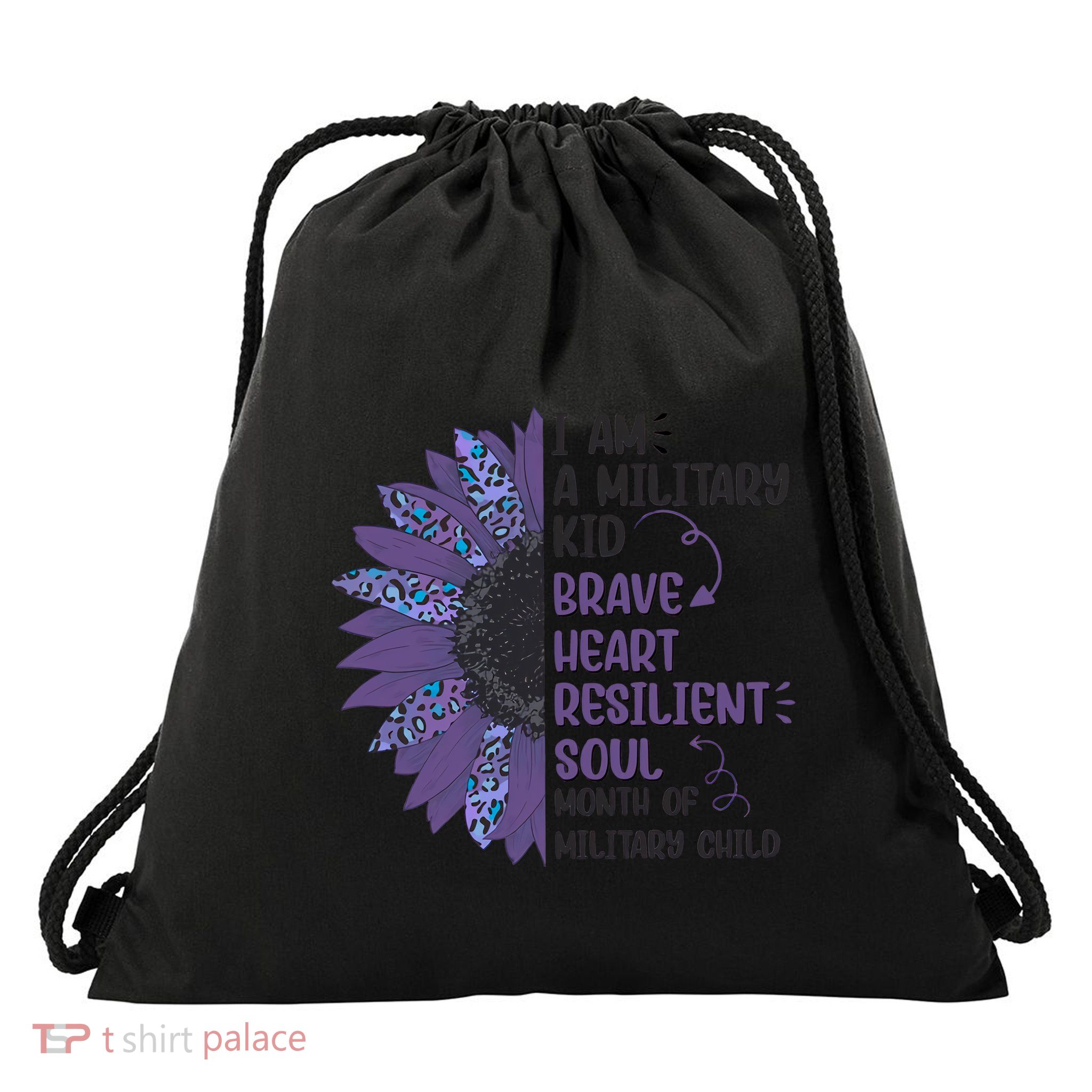 I Am A Military Child Brave Heart Resilient Soul Month Of Military Child Drawstring Bag