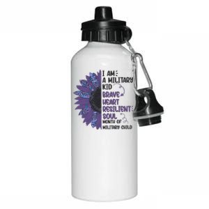 I Am A Military Child Brave Heart Resilient Soul Month Of Military Child Aluminum Water Bottle