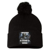 I Am Afraid Of Talking To Funny Hard Skeleton Meme Pom Pom 12in Knit Beanie