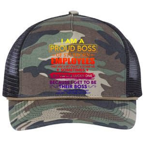 I Am A Proud Boss Of Stubborn Employees They Are Gift Retro Rope Trucker Hat Cap