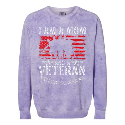 I Am A Mom And A Veteran Nothing Scares Me Veteran Colorblast Crewneck Sweatshirt