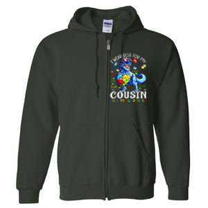 I Am A Warrior Autism Family Dinosaur Autism Awareness Full Zip Hoodie