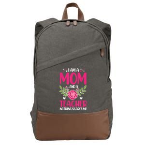 I Am A Mom And An Teacher Nothing Scares Me Cotton Canvas Backpack