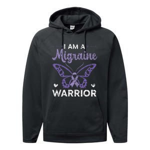 I Am A Migraine Warrior Headache Migraine Awareness Performance Fleece Hoodie